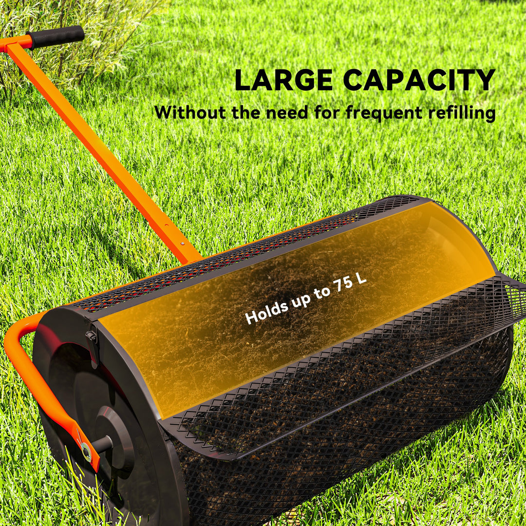 Compost Spreader, 24" Peat Moss Spreader with Height Adjustable T Shap