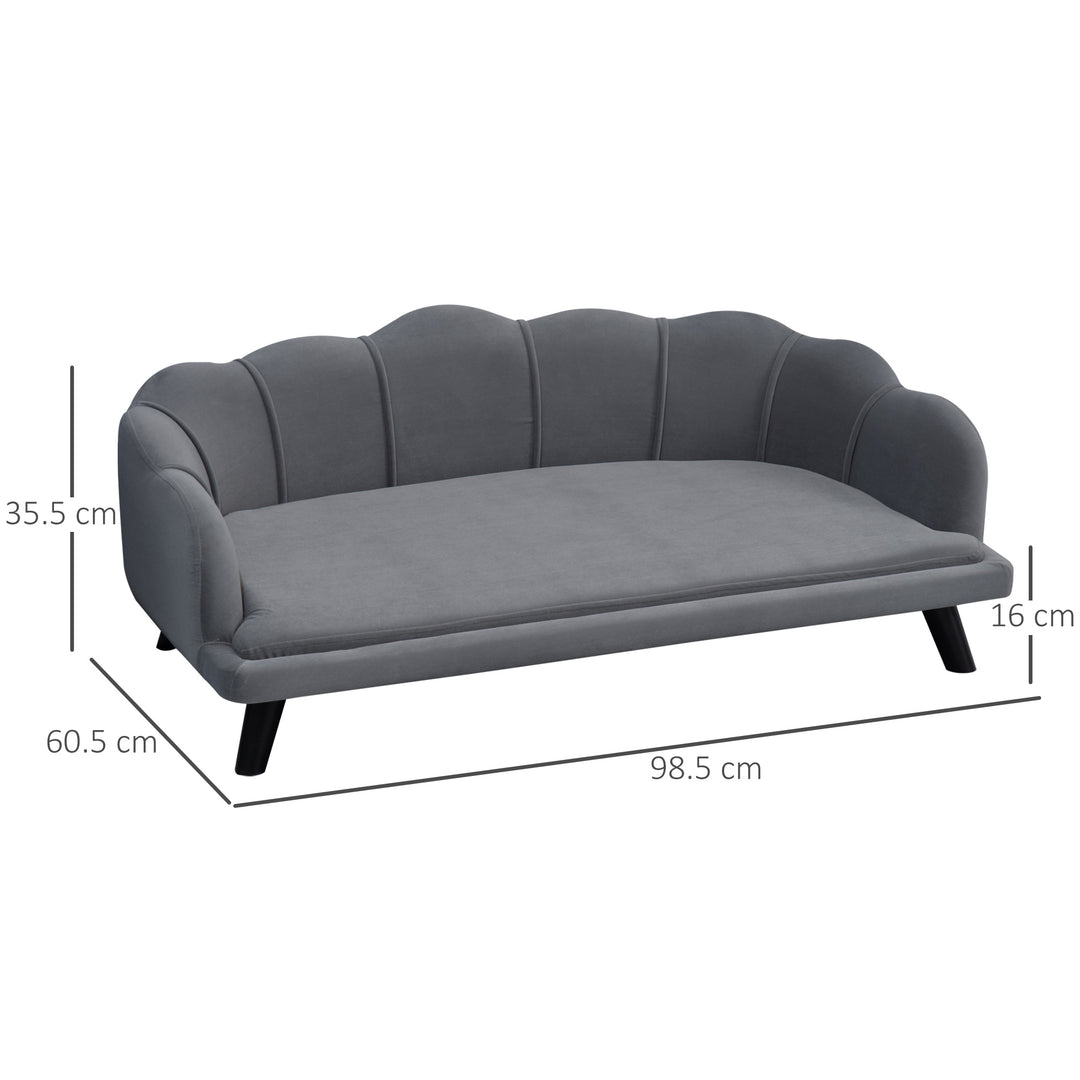 Dog Sofa, Pet Couch Bed for Medium, Large Dogs, with Legs, Cushion - Grey