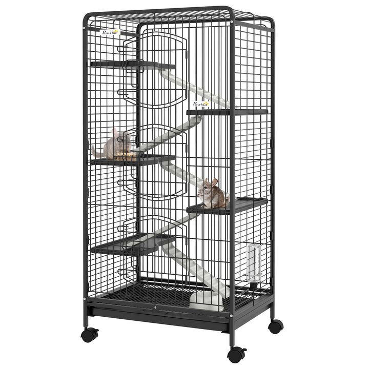 PawHut Five-Level Tall Small Animal Cage, Removable Platforms, Easy Clean, 131cm, Black | Aosom UK