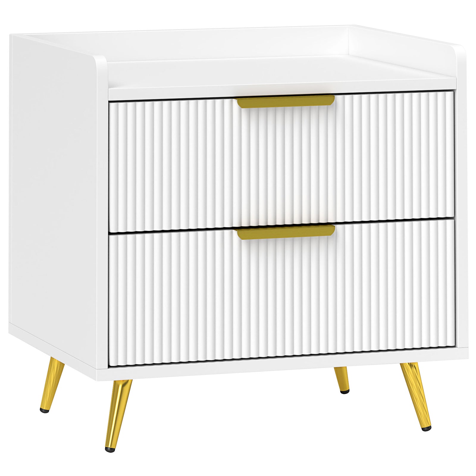 Elegant Two-Drawer Bedside Table - White