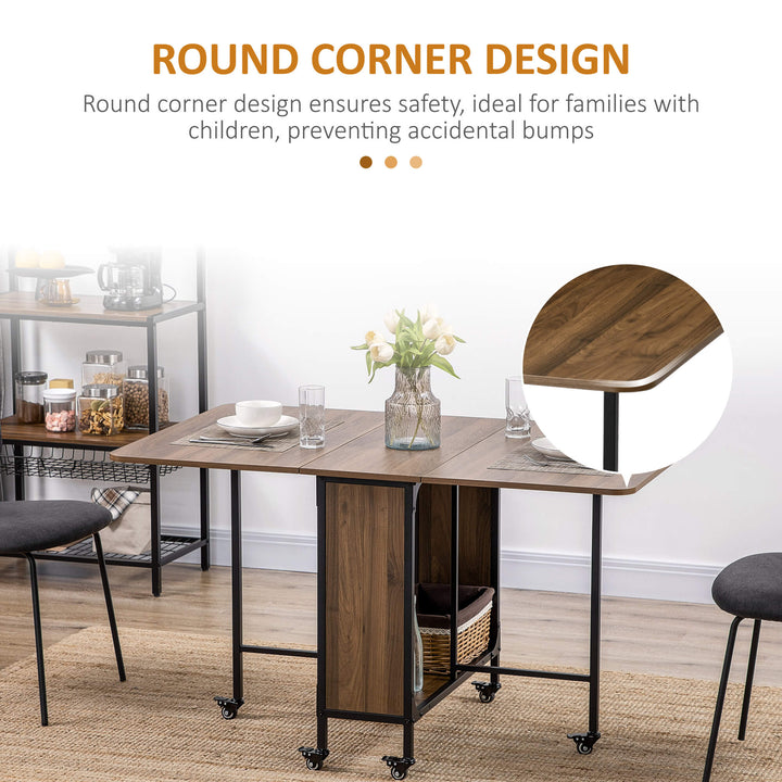 Six-Person Drop Leaf Dining Table - Brown/Black