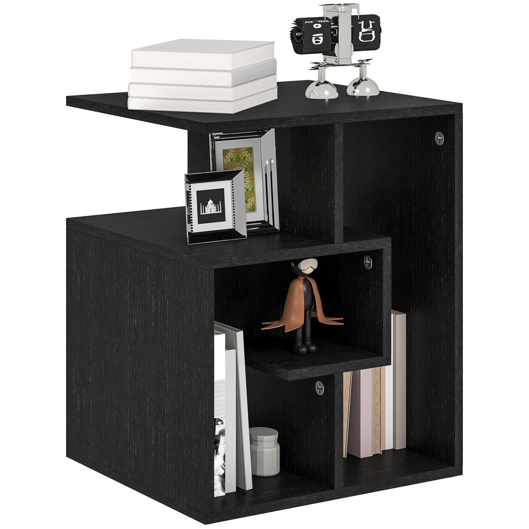Side Table, 3 Tier End Table with Open Storage Shelves for Living Room, Bedroom, Black