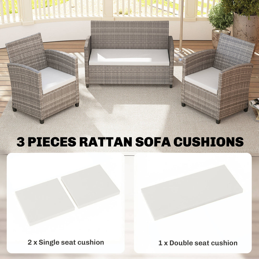Outdoor Seat Cushion Pads for Rattan Furniture, 3 PCs Garden Furniture
