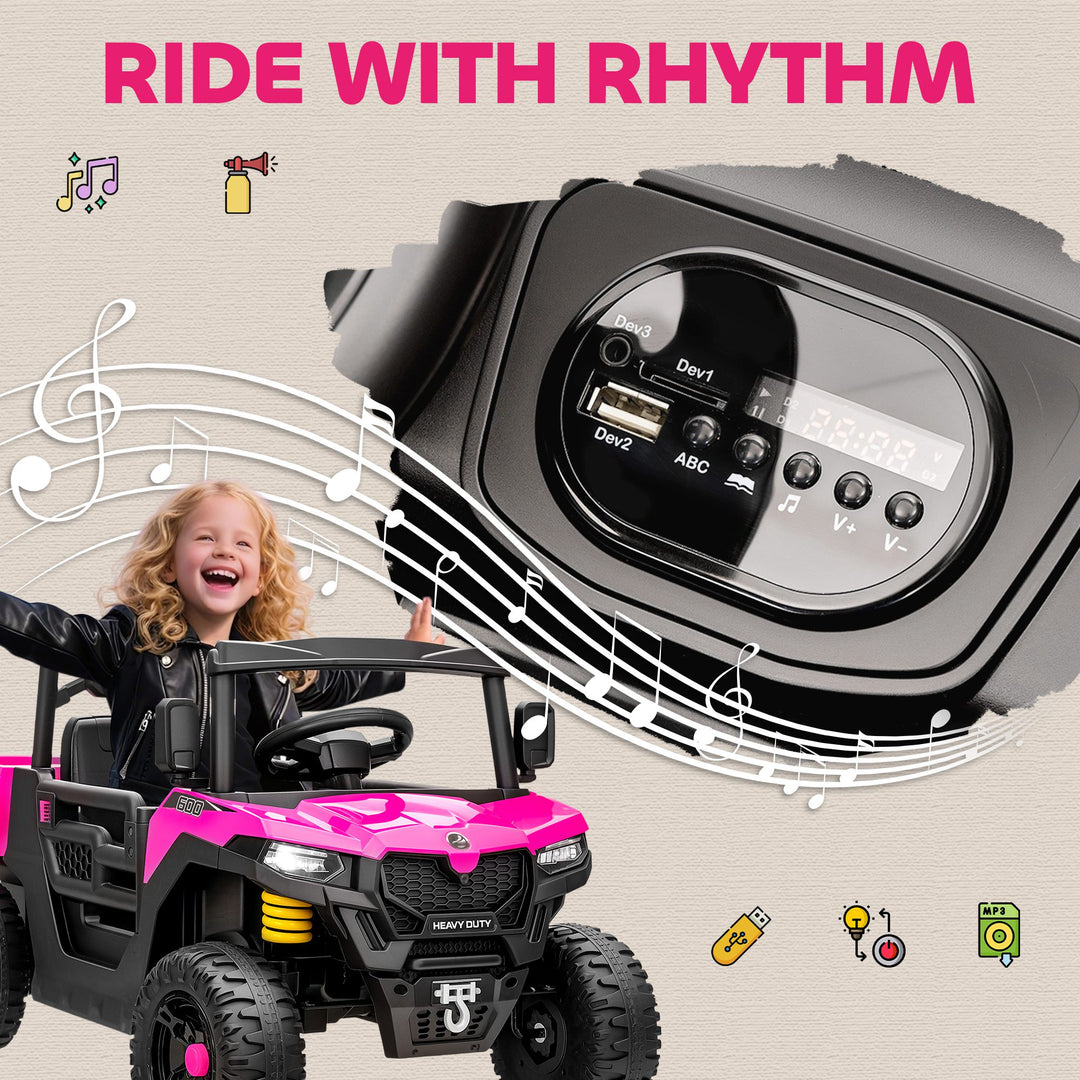 Kids Ride on Car, 12V Electric Kids UTV with Electric Dump Bed, 4-Wheel Suspension for 3-8 Years