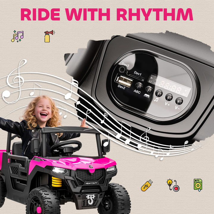 Kids Ride on Car, 12V Electric Kids UTV with Electric Dump Bed, 4-Wheel Suspension for 3-8 Years