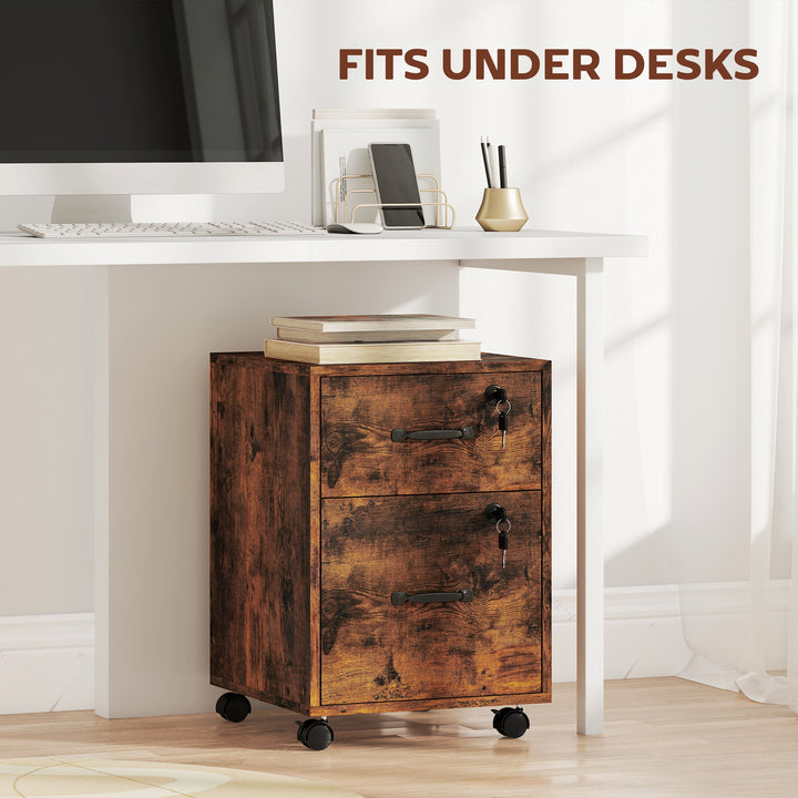 Rolling File Cabinet with 2 Drawers, Mobile Filing Cabinet with Hanging File Folder for Letter Sized Documents