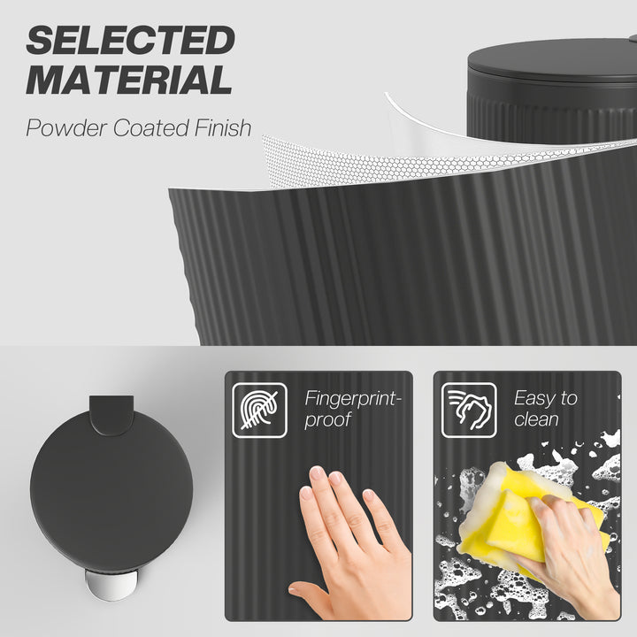 MCL 30 Litre Pedal Kitchen Bin with Soft Close and Stay Open Lid, Rubbish Bin with Removable Inner Bucket for Kitchen, Office, Home, Black