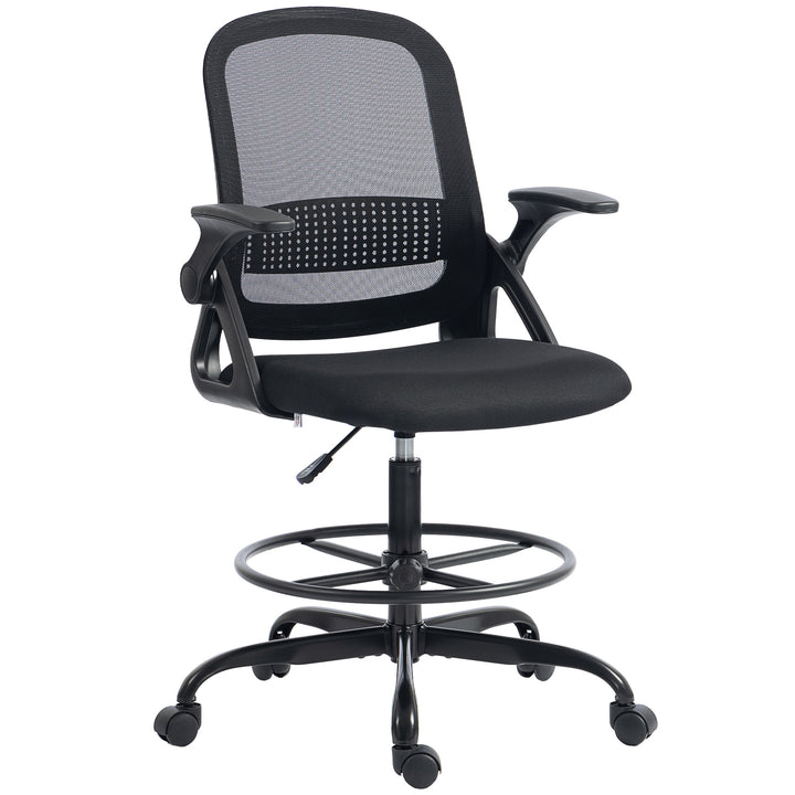 Painting Chair, Mesh Computer Desk Chair with Flip-up Armrests, Black
