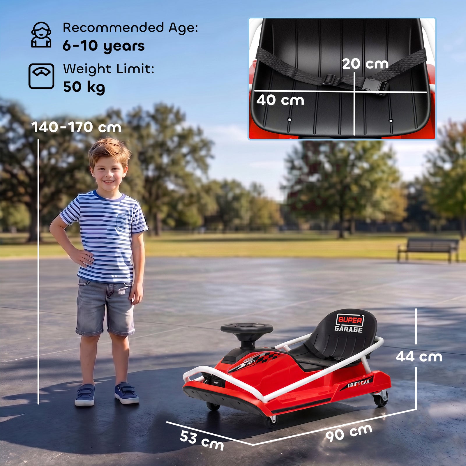 24V Electric Go Kart for Kids with Drift Mode, 300W Brushless Motor, S