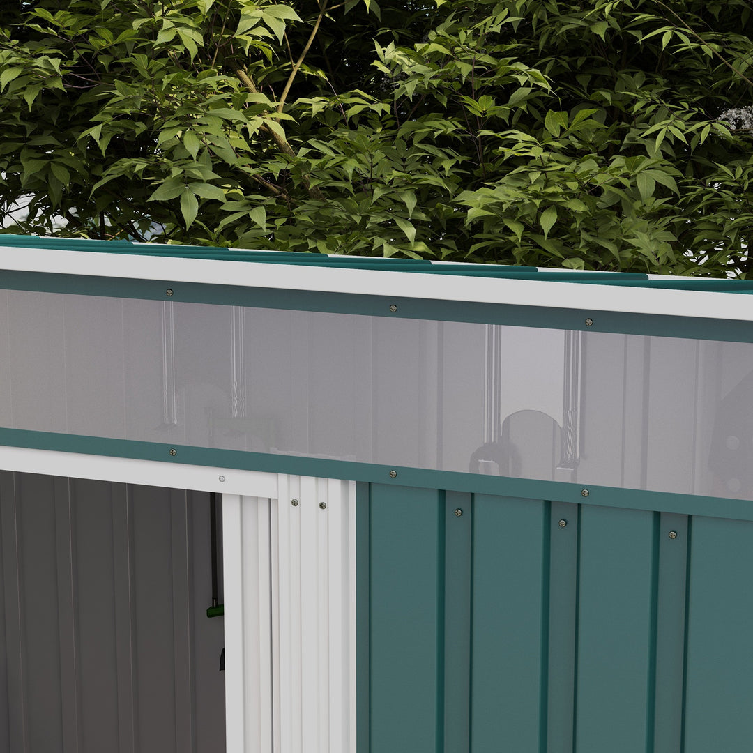 6.5 x 4FT Galvanised Metal Shed with Foundation Kit, Lockable Tool Garden Shed with Double Sliding Doors, Vents, Green