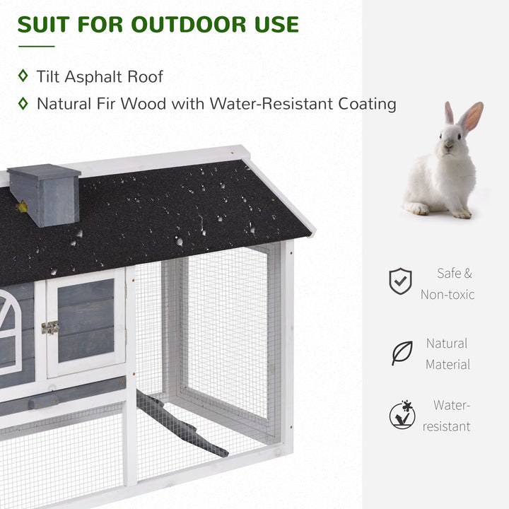 Guinea Pigs Hutches Wood Bunny Cage for Outdoor Indoor w/ Pull Out Tray Run Box Ramp
