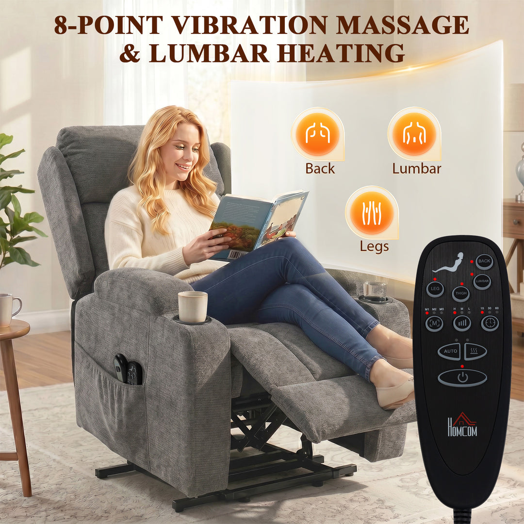 Power Lift Recliner Chair with Vibration Massage and Heat, Chenille Ri