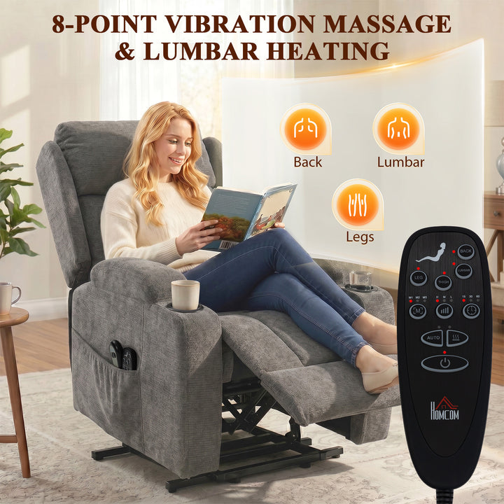 Power Lift Recliner Chair with Vibration Massage and Heat, Chenille Ri