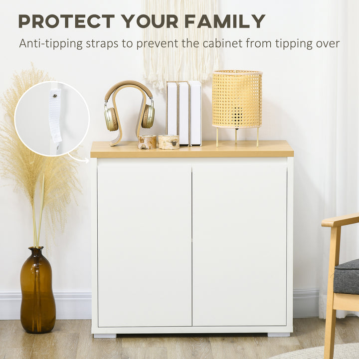 Kitchen Sideboard, Storage Cabinet with Double Doors and Adjustable Shelf for Living Room, Entryway, White