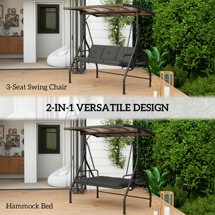 Convertible Three-Seater Swing Bench Bed - Black