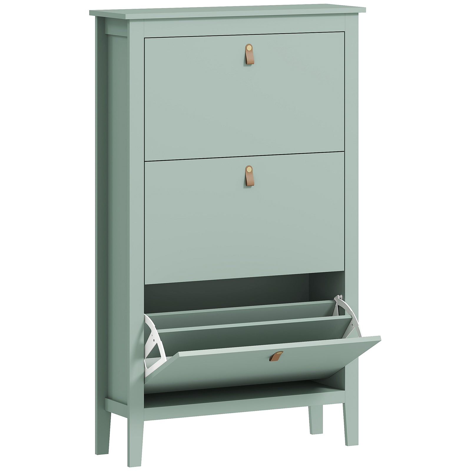 Modern Three-Drawer Shoe Cabinet - Green