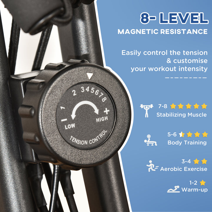 2-in-1 Folding Exercise Bike with 8-Level Magnetic Resistance, Arm Resistance Band, Pulse Sensor, Black