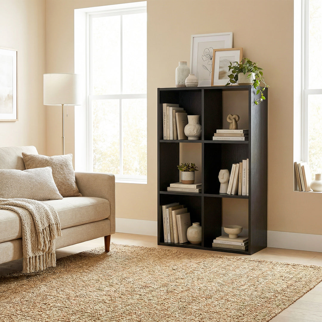 Industrial Style Storage Shelf, Bookcase, Bookshelf with 6 Compartment