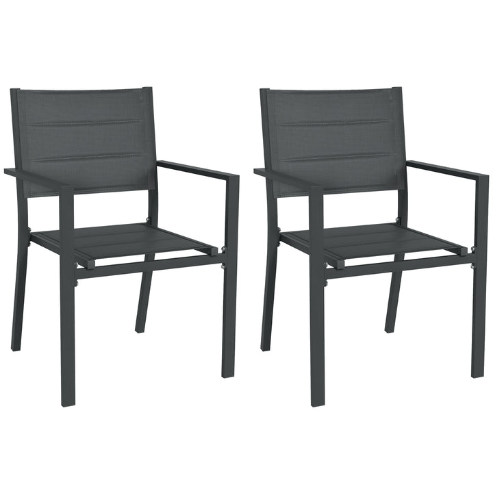 Set of Two Aluminium Stacking Garden Chairs - Dark Grey