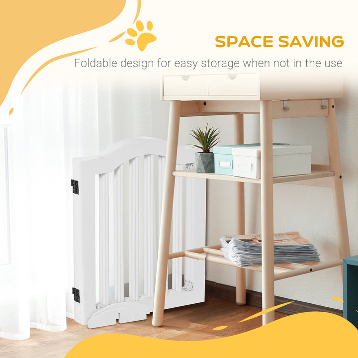 3 Panels Dog Gate w/ Support Feet Fence Safety Barrier Freestanding Wood White