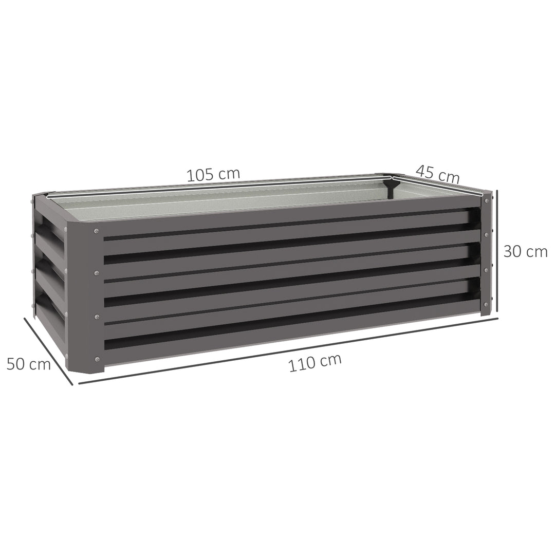 Set of Two 110 x 50cm Steel Planter Boxes - Dark Grey