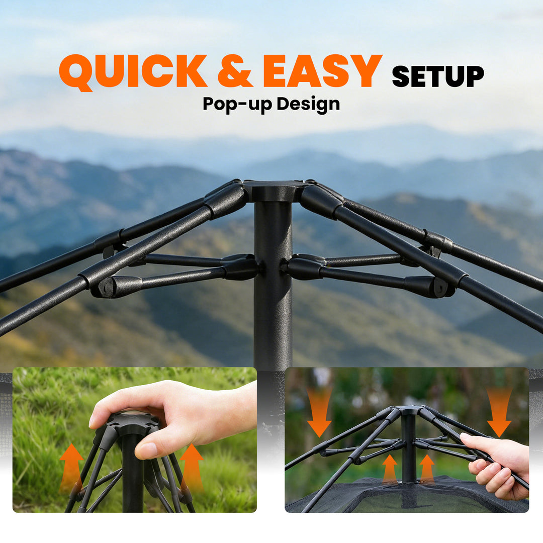 Pop Up Tent 3000mm Waterproof Camping Tents with Mesh Windows 2-3 Peop