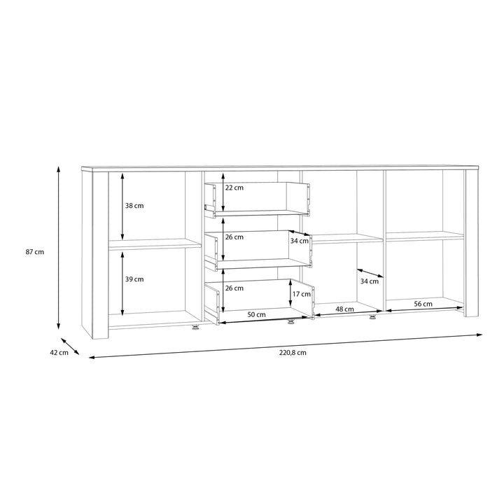 Bohol Large Sideboard in Riviera Oak/Grey Oak