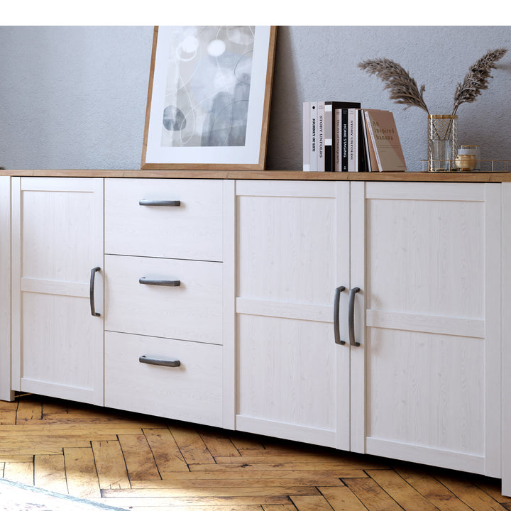 Bohol Large Sideboard in Riviera Oak/White