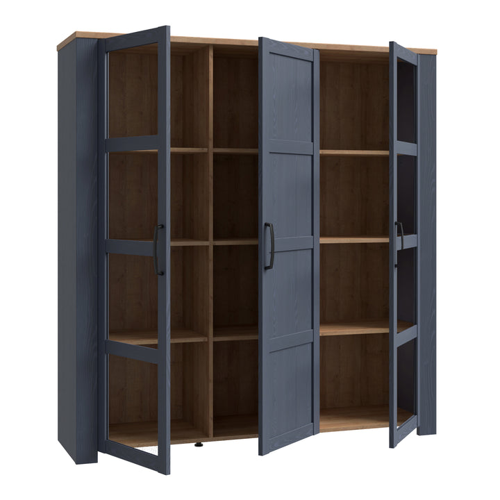 Bohol Large Display Cabinet in Riviera Oak/Navy