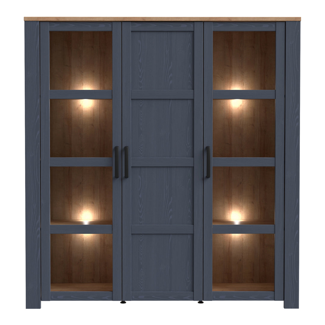 Bohol Large Display Cabinet in Riviera Oak/Navy