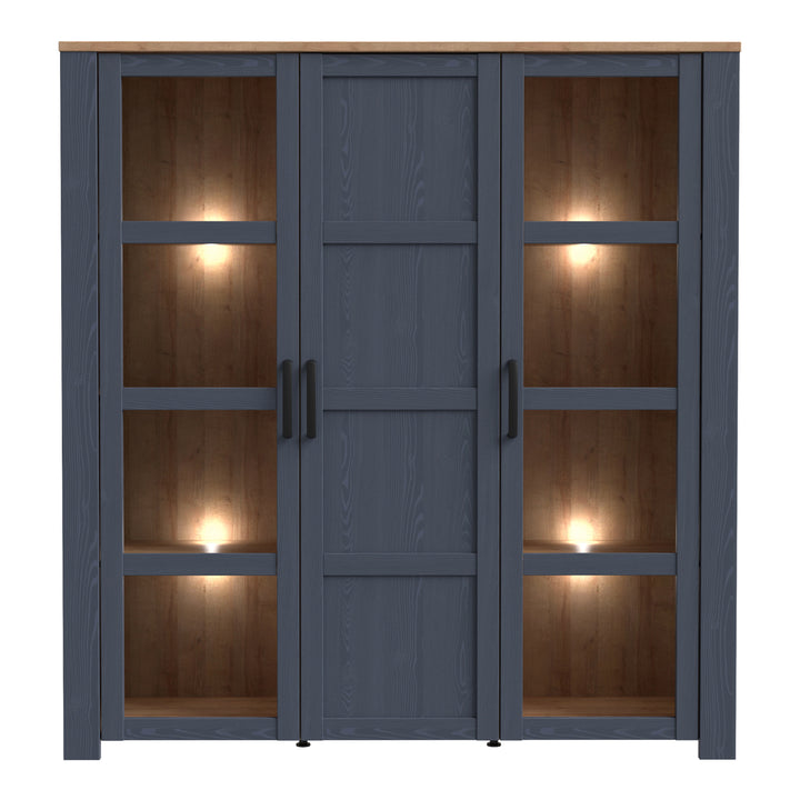 Bohol Large Display Cabinet in Riviera Oak/Navy