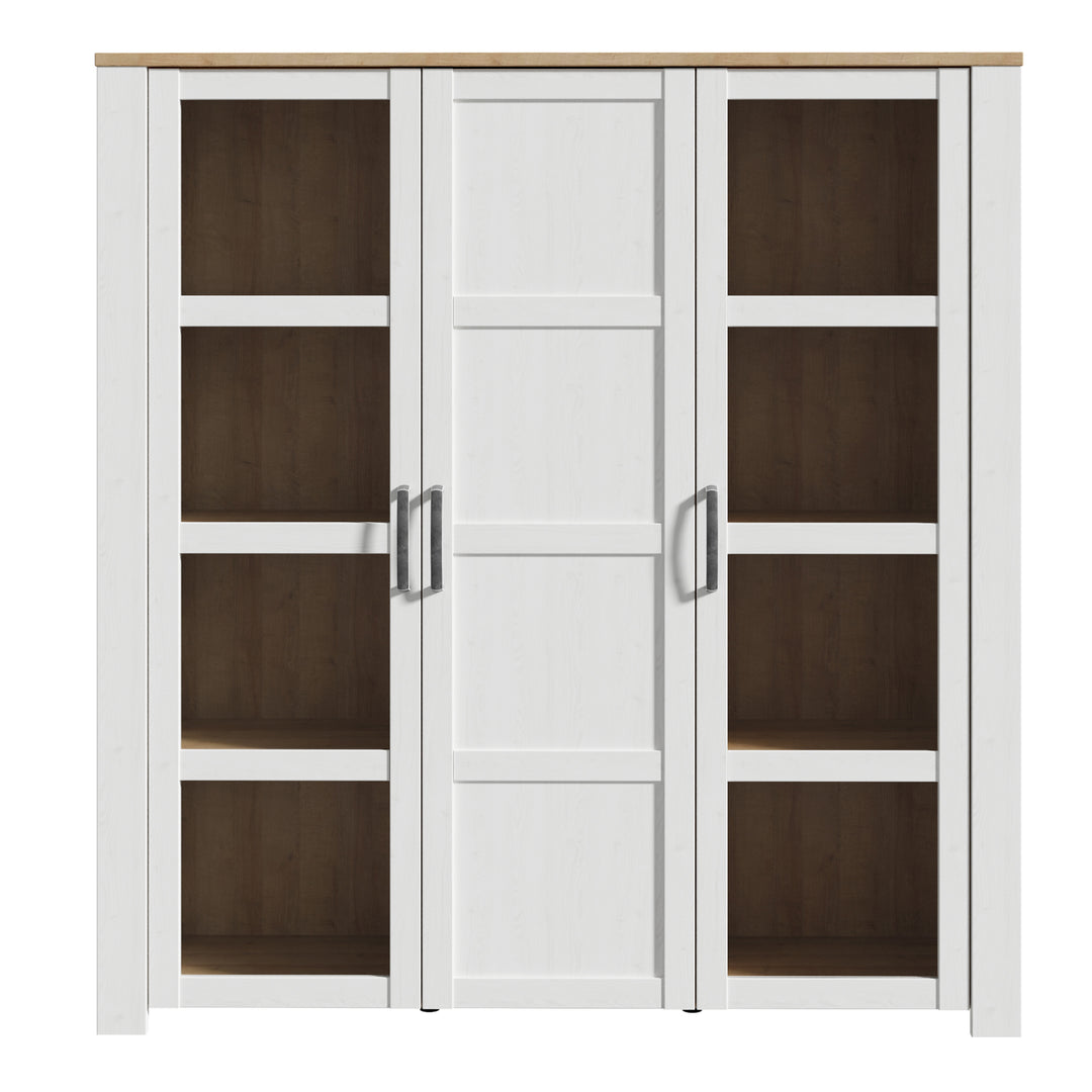 Bohol Large Display Cabinet in Riviera Oak/White