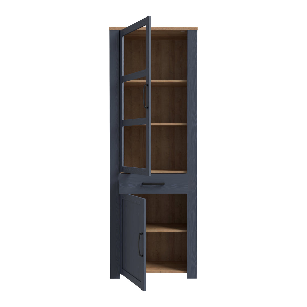 Bohol Narrow Display Cabinet in Riviera Oak/Navy