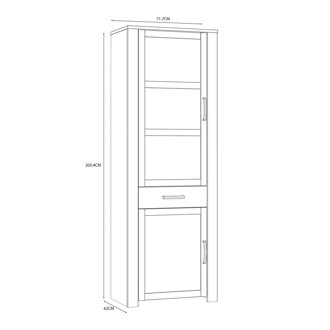 Bohol Narrow Display Cabinet in Riviera Oak/Navy