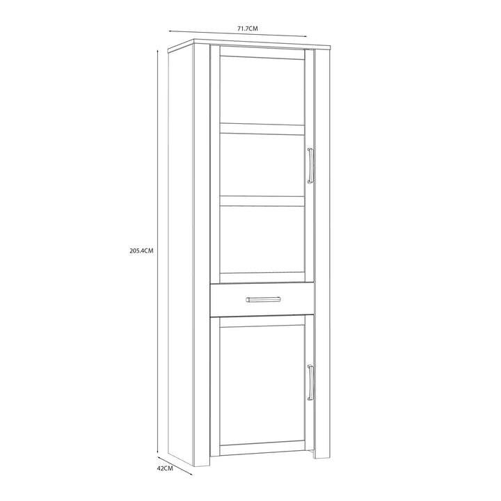 Bohol Narrow Display Cabinet in Riviera Oak/Navy