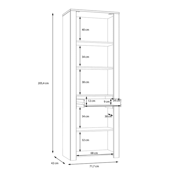 Bohol Narrow Display Cabinet in Riviera Oak/Grey Oak