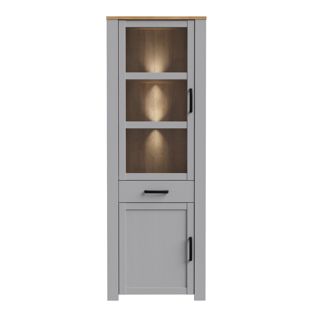 Bohol Narrow Display Cabinet in Riviera Oak/Grey Oak
