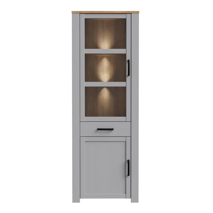 Bohol Narrow Display Cabinet in Riviera Oak/Grey Oak