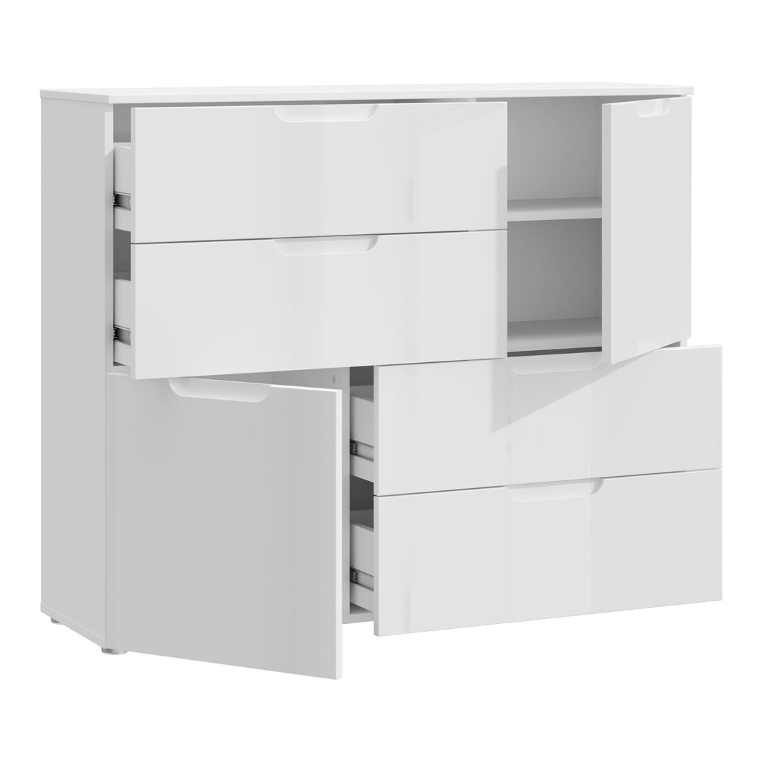 Sienna Abstract Chest of in White/White High Gloss