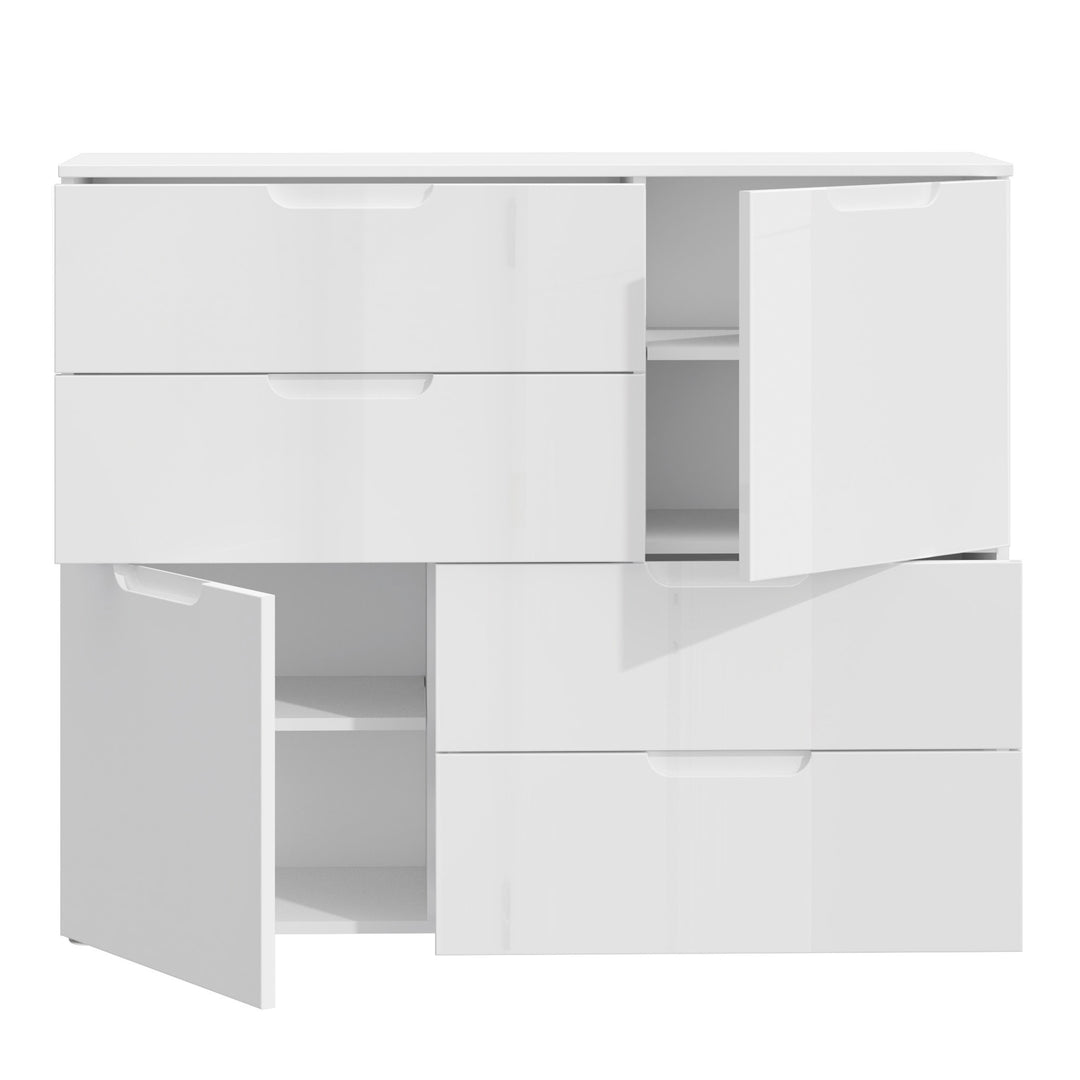 Sienna Abstract Chest of in White/White High Gloss