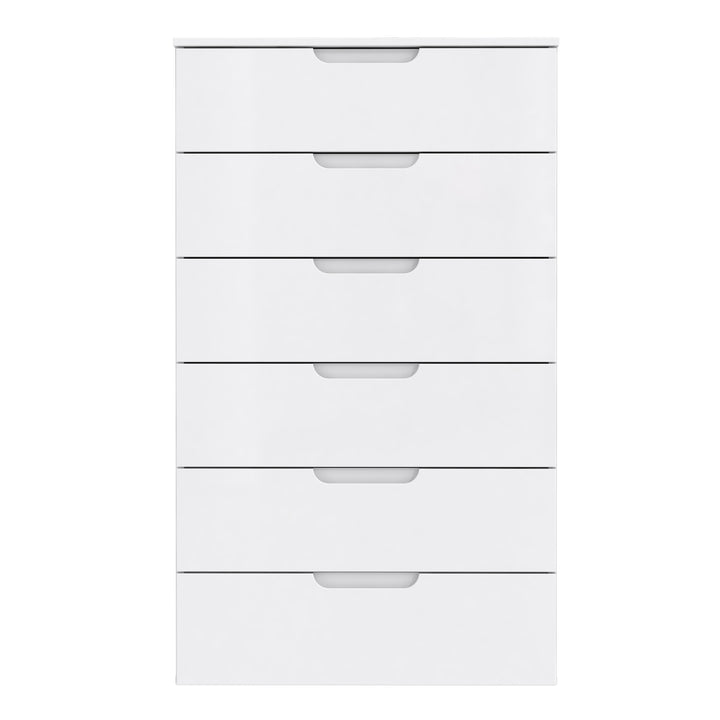 Sienna Chest of 6 Drawers in White/White High Gloss