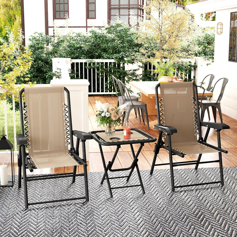 Three-Piece Garden Table and Chair Set - Khaki
