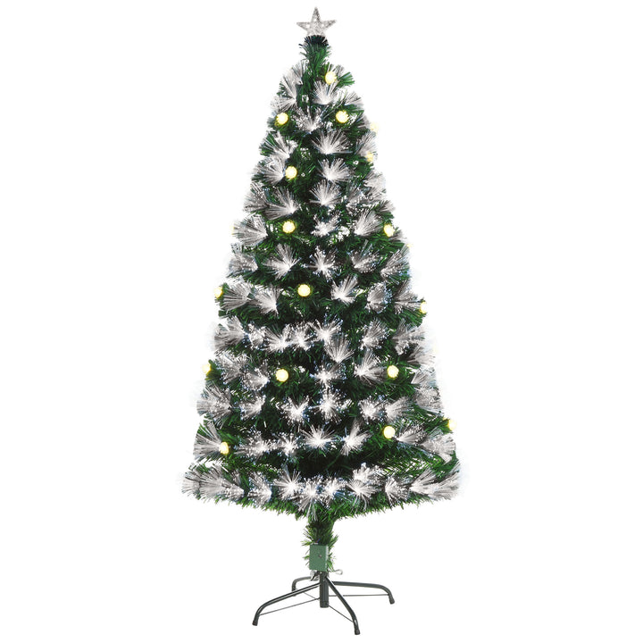 HOMCOM HOMCM 5ft White Light Artificial Christmas Tree w/ 180 LEDs Star Topper Tri-Base Full Bodied Seasonal Decoration Pre-Lit Home