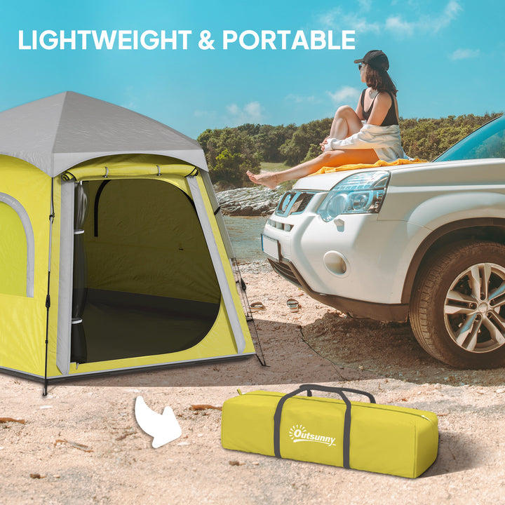 Instant Pop Up Camping Tent, 2/3/4 Person Easy Setup Dome Family Tent with Vestibule, Rainfly, 4 Mesh Windows & 2 Doors, Hexagonal Design, Waterproof & UV Protected, Yellow Green