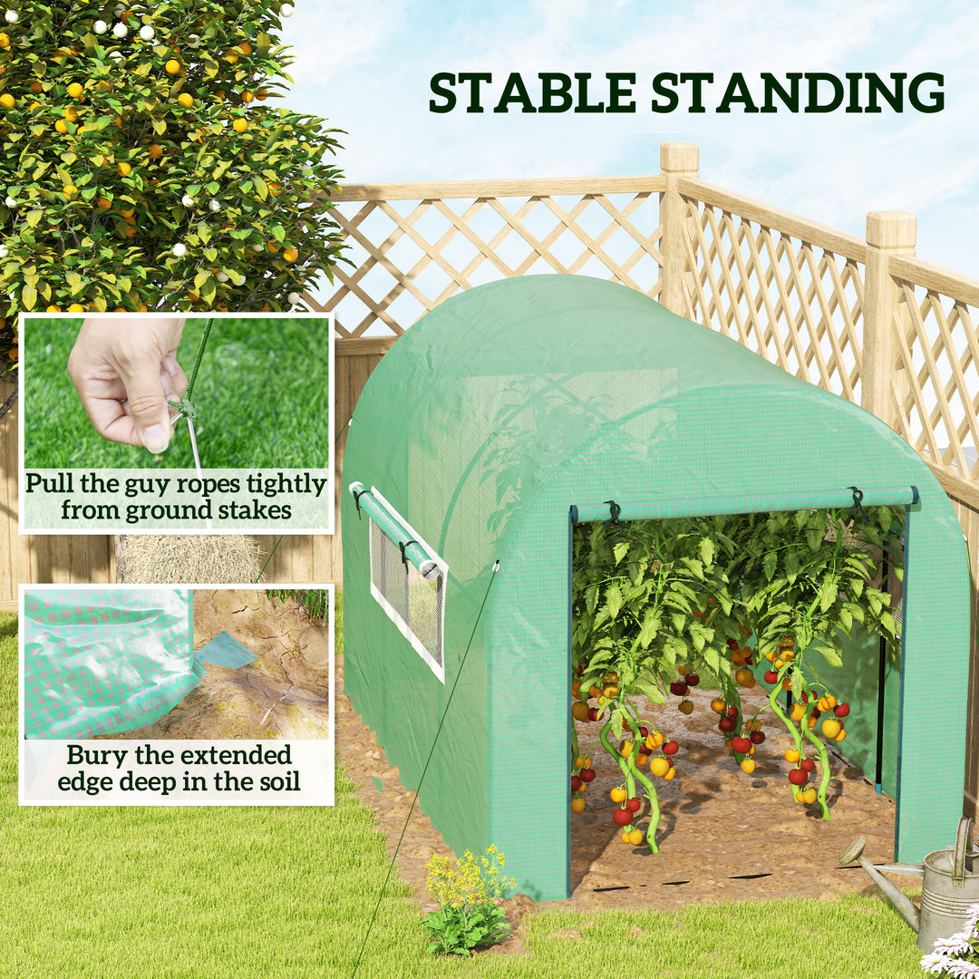 300 x 200cm Walk-In Polytunnel Greenhouse - Green