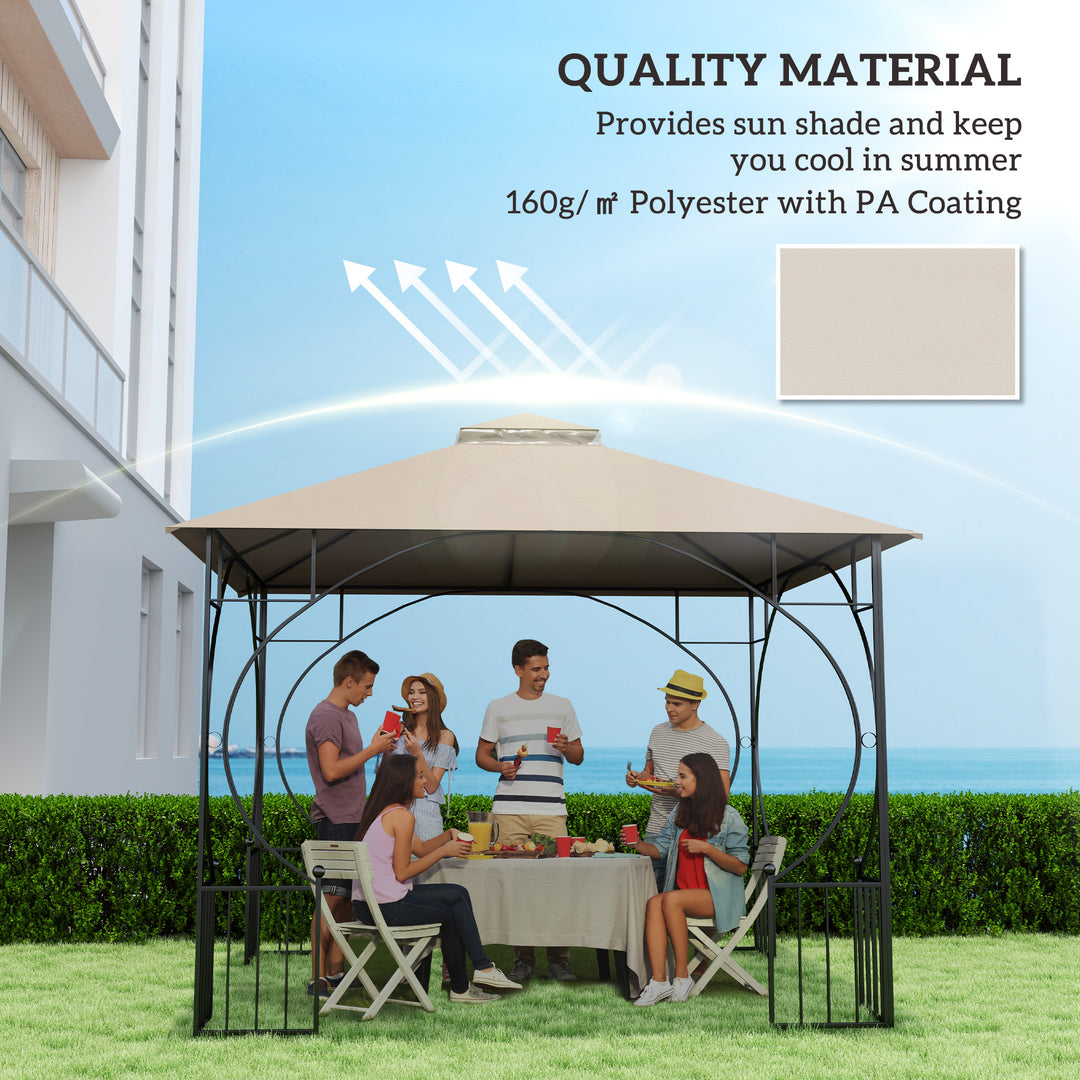 3x3(m) Replacement Gazebo Canopy, Double Tier Roof Top for Garden, Patio, Outdoor, Khaki (TOP ONLY)