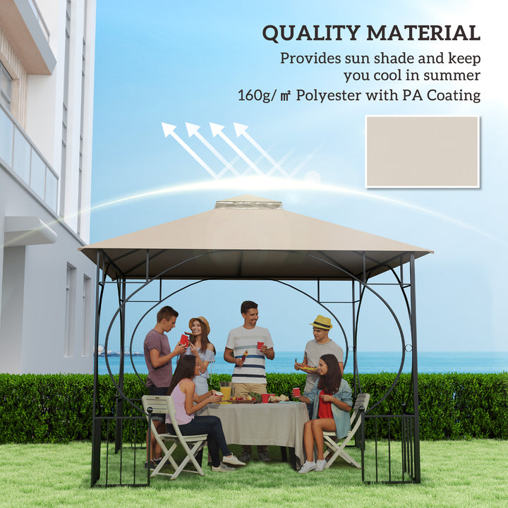 3x3(m) Replacement Gazebo Canopy, Double Tier Roof Top for Garden, Patio, Outdoor, Khaki (TOP ONLY)