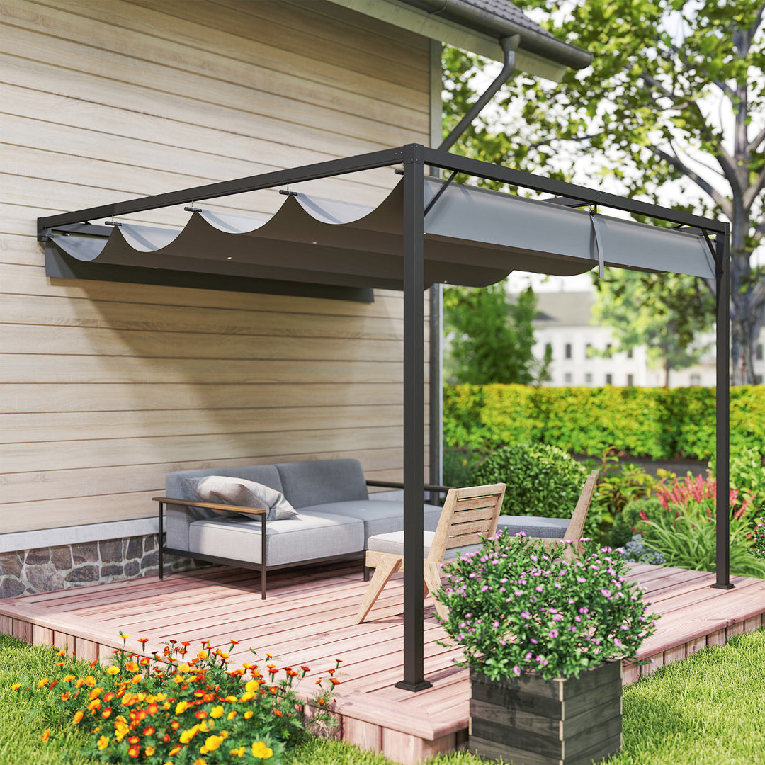 3 x 3 m Pergola, with Sliding Canopy - Grey
