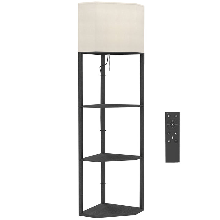 Corner Floor Lamp with Shelves and Lights, Modern Dimmable Standing La