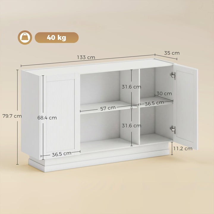 Sideboard Buffet Cabinet, 133 cm Storage Cabinet with 2 Open Shelves, 